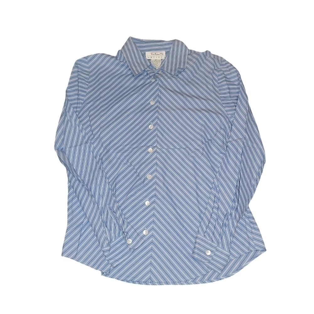 Talbots Petite button down shirt size 4P blue and white striped